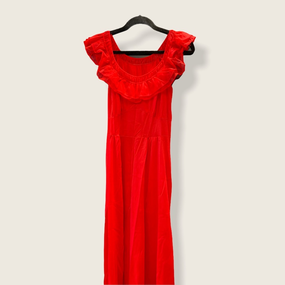 vintage red maxi slip dress
